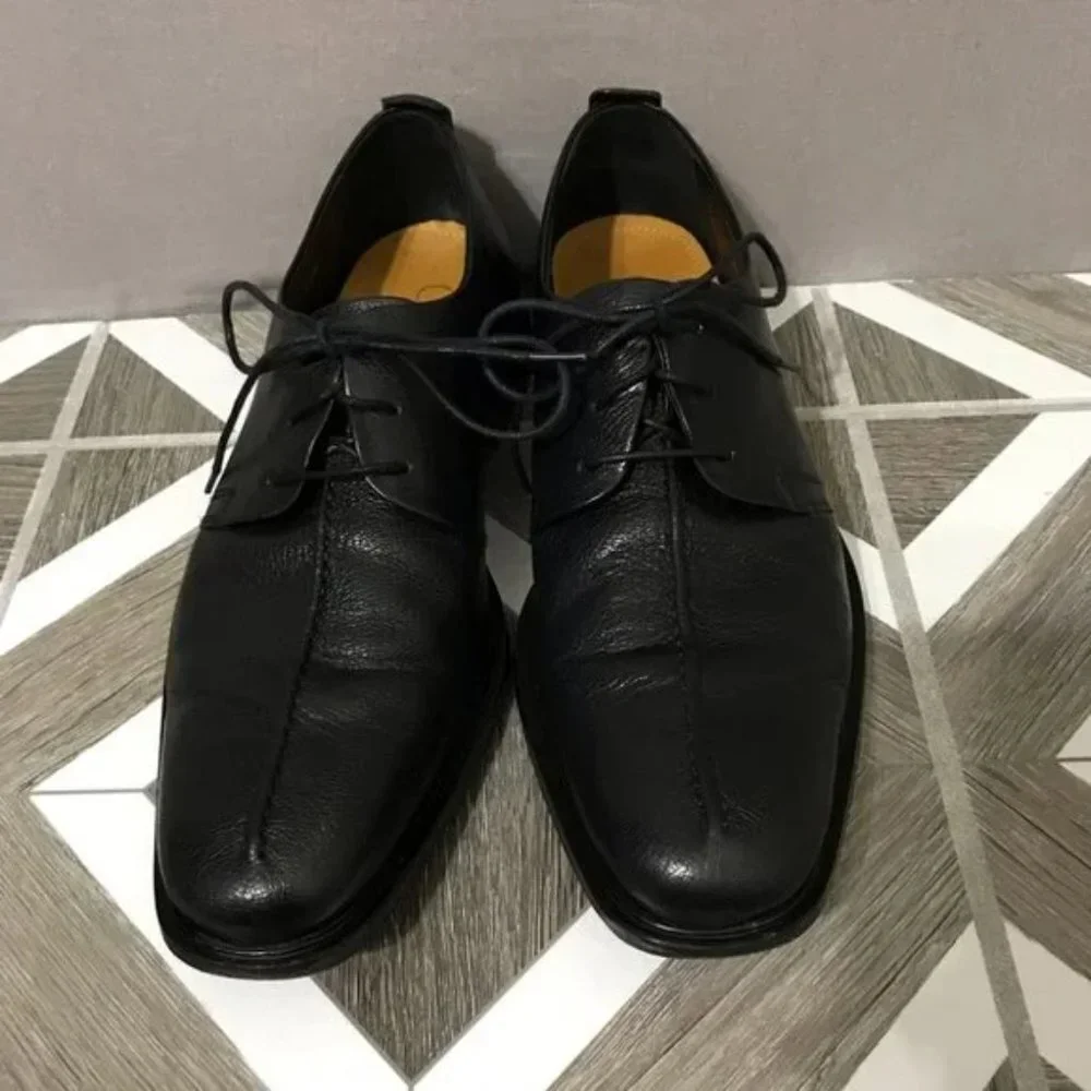 SOLD❌❌❌ Cole Haan Black Beckett Split Toe Leather 3 Eyelet Oxfords Sz-9M - Picture 2 of 8